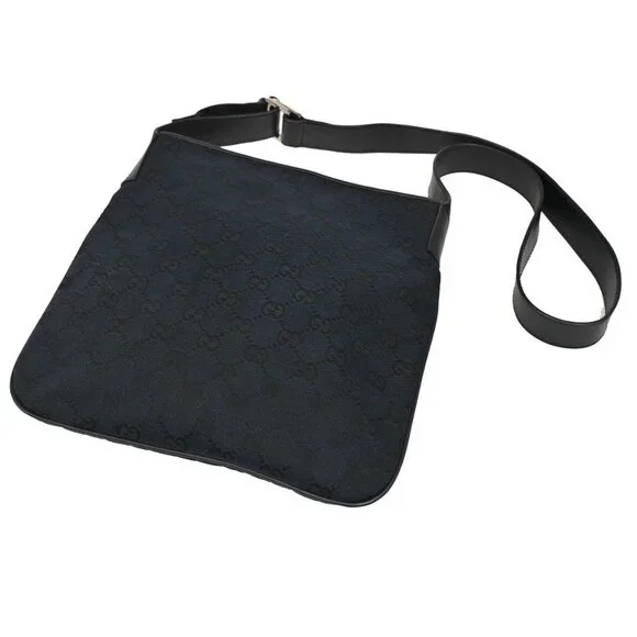 GUCCI Logo GG Pattern Shoulder Bag Canvas Leather Black SHW Italy 36KB680 - Picture 3 of 13